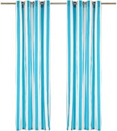 Curtains with Metal Rings 2 pcs Textile 140 x 245cm Blue Stripes - Drape