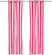 Curtains with Metal Rings 2 pcs Textile 140 x 175cm Pink Stripes - Drape