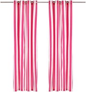 Závěsy s kovovými kroužky 2 ks textil 140 x 225 cm růžové pruhy - Závěs