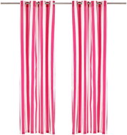 Curtains with Metal Rings 2 pcs Textile 140 x 245cm Pink Stripes - Drape