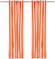 Curtains with Metal Rings 2 pcs Textile 140x225cm Orange Stripes - Drape