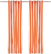 Curtains with Metal Rings 2 pcs Textile 140x225cm Orange Stripes - Drape
