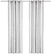 Curtains with Metal Rings 2 pcs Cotton 140x245cm Anthracite - Drape