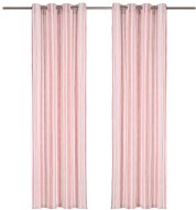 Curtains with Metal Rings 2 pcs Cotton 140 x 175cm Pink Stripes - Drape