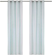 Curtains with Metal Rings 2 pcs Cotton 140 x 175cm Blue Stripes - Drape