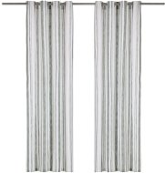 Curtains with Metal Rings 2 pcs Cotton 140 x 175cm Green Stripes - Drape