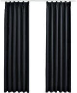 Blackout Curtains with Hooks 2 pcs Black 140 x 175cm - Drape