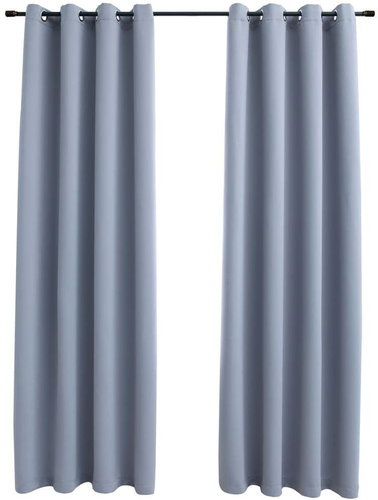 Blackout Curtains with Metal Rings 2 pcs Grey 140 x 175cm - Drape - Main image
