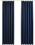 Blackout Curtains with Hooks 2 pcs Blue 140 x 175cm - Drape