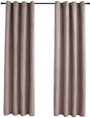 Blackout Curtains with Metal Rings 2 pcs Taupe 140 x 225cm - Drape - Main image