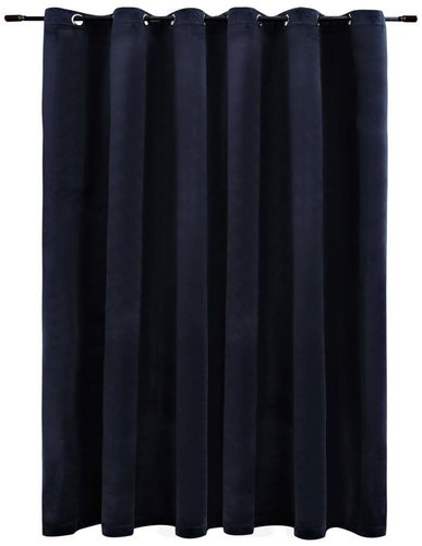 Blackout Curtain with Metal Rings Velvet Black 290x245cm - Drape - Main image