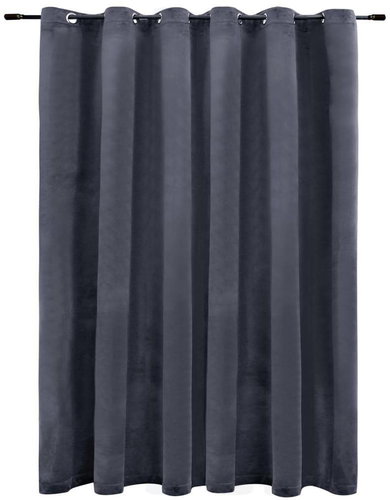 Blackout Curtain with Metal Rings Velvet Anthracite 290x245cm - Drape - Main image
