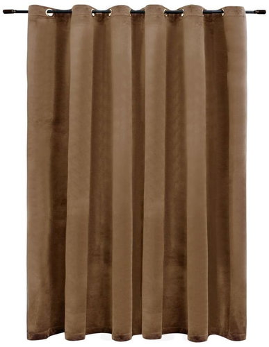 Blackout Curtain with Metal Rings Velvet Beige 290x245cm - Drape - Main image