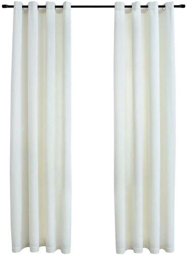Blackout Curtains with Rings 2 pcs Velvet Cream 140 x 225cm - Drape - Main image