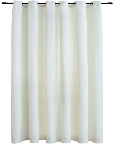 Blackout Curtain with Metal Rings Velvet Cream 290x245cm - Drape - Main image