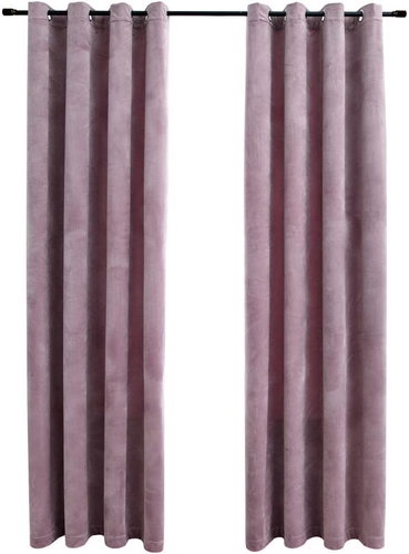 Blackout Curtains with Rings 2 pcs Velvet Old Pink 140x175cm - Drape - Main image