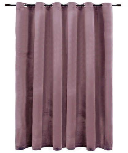 Blackout Curtain with Rings Velvet Old Pink 290x245cm - Drape - Main image