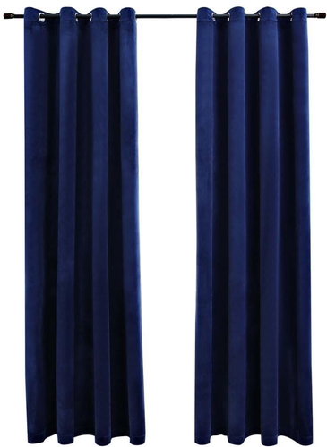 Zatemňovacie závesy s krúžkami 2 ks zamat tmavomodré 140x225 cm - Záves - Hlavný obrázok