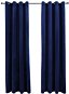 Blackout Curtains with Rings 2 pcs Velvet Dark Blue 140x225cm - Drape