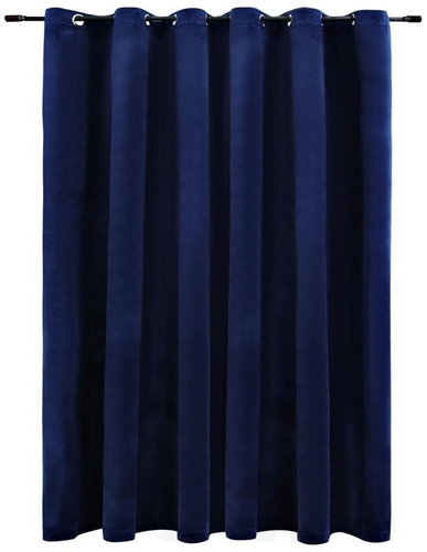 Blackout Curtain with Velvet Rings Dark Blue 290x245cm - Drape - Main image