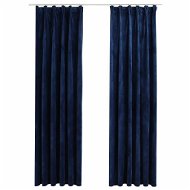 Blackout Curtains with Hooks 2 pcs Velvet Dark Blue 140x175cm - Drape
