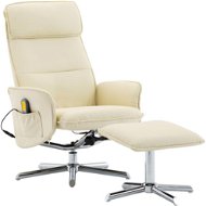 Massage reclining chair with creamy faux leather footrest - Massage Chair
