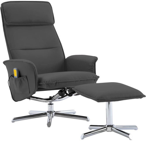Masážní polohovací křeslo s podnožkou antracitové umělá kůže - Massage Chair - Main image