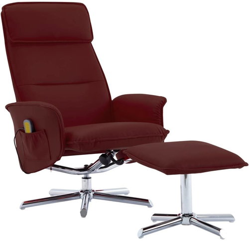 Massage reclining chair with burgundy faux leather footrest - Massage Chair - Main image