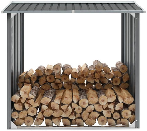 Garden Shed for Wood made of Galvanized Steel 172x91x154cm Grey - Woodshed - Main image