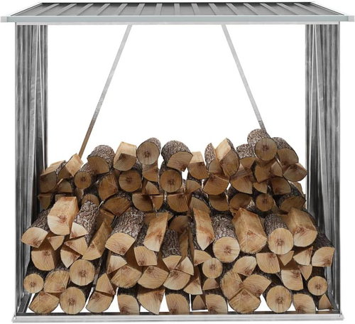 Garden Shed on Galvanized Steel Wood 163x83x154cm Grey - Woodshed - Main image