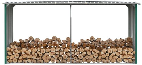 Garden Shed on Wood Galvanised Steel 330x92x153cm Green - Woodshed - Main image