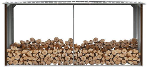 Garden Shed for Wood Galvanized Steel 330x92x153cm Brown - Woodshed - Main image