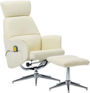 Massage reclining chair with creamy white artificial leather footrest - Massage Chair