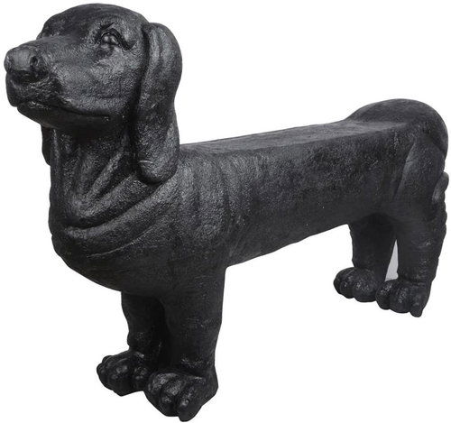 Esschert Design Stone Garden Bench Dachshund Shape, Black AV12 - Garden Bench - Main image