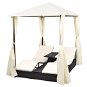 Garden Lounger Double garden deckchair with canopy polyrattan black - Zahradní lehátko