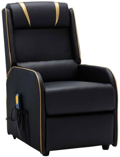 Polohovací masážní křeslo černé a zlaté umělá kůže - Massage Chair - Main image