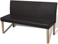 Tmavě hnědá koženková lavice s opěradlem - Lavice