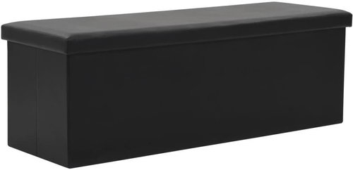 Skládací úložná lavice z umělé kůže 110 x 38 x 38 cm černá - Lavice - Main image
