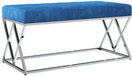 Lavice 97 cm modrá sametová tkanina a nerezová ocel - Lavice