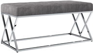 Lavice 97 cm šedá sametová tkanina a nerezová ocel - Lavice