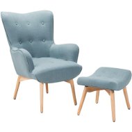SHUMEE relaxační křeslo se stoličkou, samet a PVC, krémově bílé, 327807 - Křeslo