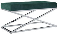 Lavice 97 cm zelená sametová tkanina a nerezová ocel - Lavice