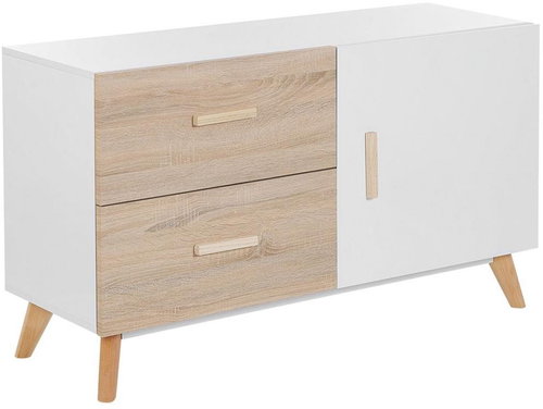 Komoda se 2 zásuvkami bílá/přírodní dřevo FILI, 259310 - Komoda - Main image