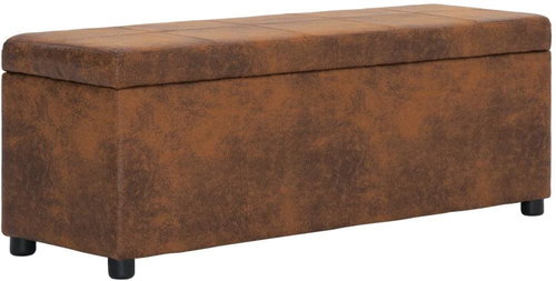 Lavice s úložným prostorem 116 cm hnědá umělá broušená kůže - Lavice - Main image