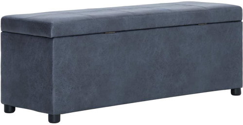 Lavice s úložným prostorem 116 cm šedá umělá broušená kůže - Lavice - Main image