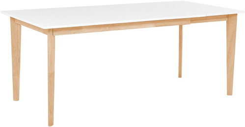 Jídelní stůl rozkládací 140/180 x 90 cm bílý se světlým dřevem SOLA, 264580 - Jídelní stůl - Main image