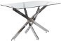 Jedálenský stôl Jedálenský stôl so sklenenou doskou 120 × 70 cm strieborný MARAMO, 312633 - Jídelní stůl