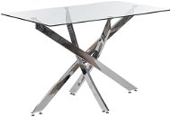 Jedálenský stôl so sklenenou doskou 120 × 70 cm strieborný MARAMO, 312633 - Jedálenský stôl