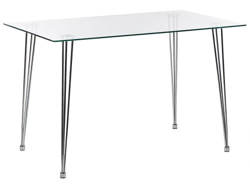 Jídelní stůl se skleněnou deskou 120 x 70 cm stříbrný WINSTON, 312596 - Jídelní stůl - Main image
