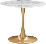 Okrúhly jedálenský stôl 90 cm s mramorovým efektom biela/zlatá BOCA, 312106 - Jedálenský stôl